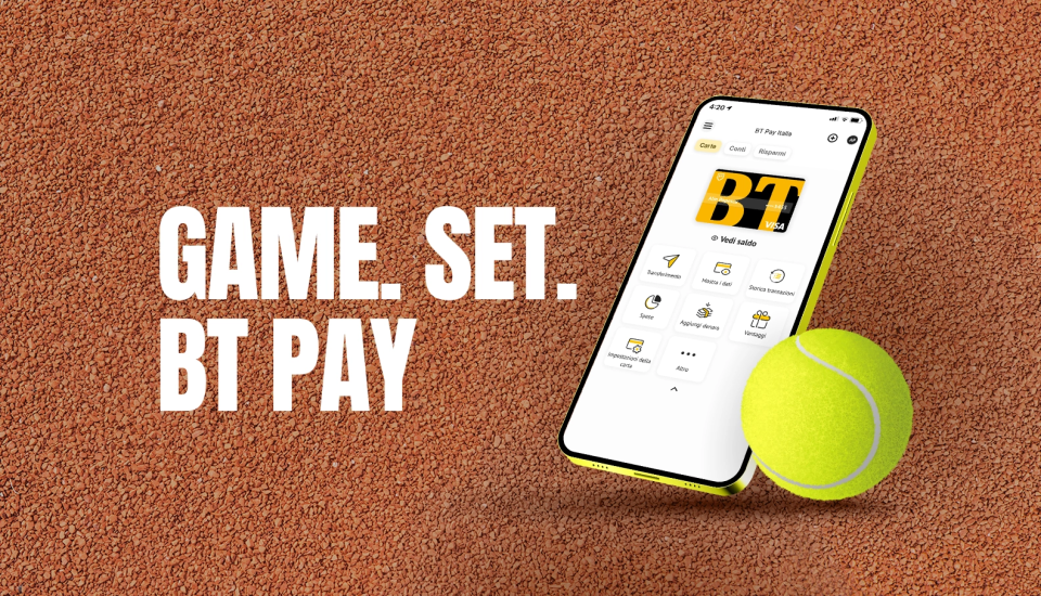 Colaborare BT – Tato Tennis Team. Cashback pentru persoanele care își deschid cont la BT prin aplicația BT Pay Italia